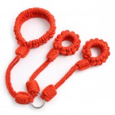 SM編織繩藝紅色麻繩可調節手頸銬捆綁道具