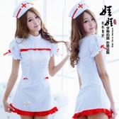 紅白色修身束腰護士短裙