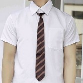 啡色間條緞面長領帶