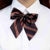 啡色間條緞面蝴蝶結領帶