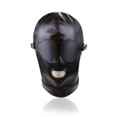 SM黑色露嘴帶眼罩窒息面罩頭套