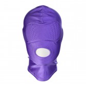 SM紫色露嘴彈力布頭套面罩