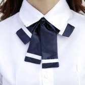 藍色白邊緞面蝴蝶結領帶
