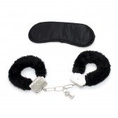 黑色毛毛眼罩鐵手銬捆綁束縛挑逗玩具兩件套