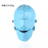 SM天藍色窒息面罩束縛眼罩口塞套裝頭套