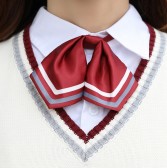 紅色間條緞面蝴蝶結領帶