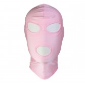 SM粉紅色露嘴巴眼睛彈力布頭套面罩